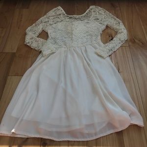 Lace-top White Dress Size M